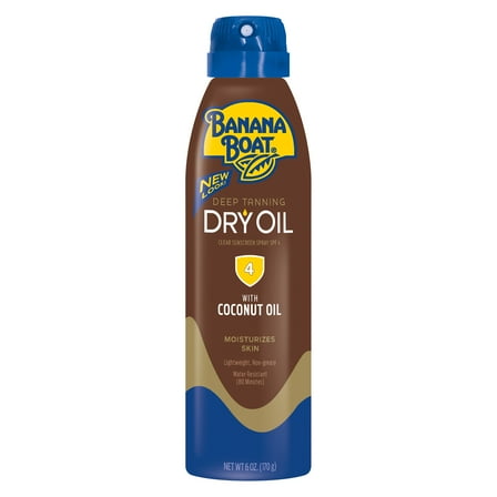 Banana Boat Deep Tanning Dry Oil Clear Spray SPF 4 Sunscreen, 6 oz