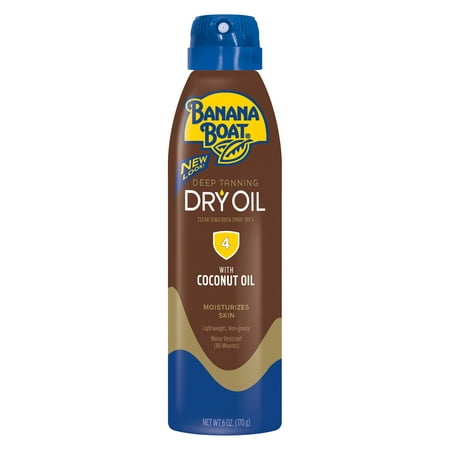 (2 pack) Banana Boat Dry Oil Clear Sunscreen Spray SPF 4, 6 Oz, Packaging May (Best Suntan Lotion To Get A Tan)