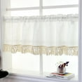 thumbnail image 2 of White Short Curtain for Window Tassel Kitchen Valance Rustic Style Rod Pocket Window Treatment Panel Decoration,24" x 59", 2 of 2