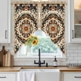 thumbnail image 4 of Bohemian Floral Kitchen Window Curtains, Swag Curtains Valance for Bedroom Living Room Bathroom, Vintage Boho Retro Ethnic Tribes Rod Pocket Window Treatment Curtain Block Drapes 2 Panels 36"x36", 4 of 9