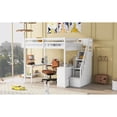 thumbnail image 4 of Miekor Furniture Full Size Loft Bed with Built-in L-Shaped Desk and Three-Tier Storage Shelves,and Attached Storage Staircase, White BS7903, 4 of 6