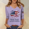 thumbnail image 3 of Textilo We the People T-Shirt for Women 3/4 Sleeve V-Neck Shirt American Flag Design T-Shirts 1776–2026 Patriotic Independence Day Tee,Purple 3XL, 3 of 4