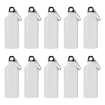 Water Bottles with Carabiner 20 oz. Set of 10, Bulk Pack - Aluminum, For School, Kids sports bottle - White