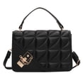 thumbnail image 1 of Bolsos de mano para mujer, con hebilla de herraje en forma de rombo, para el trabajo, compras, viajes, color negro, talla única, 1 of 15