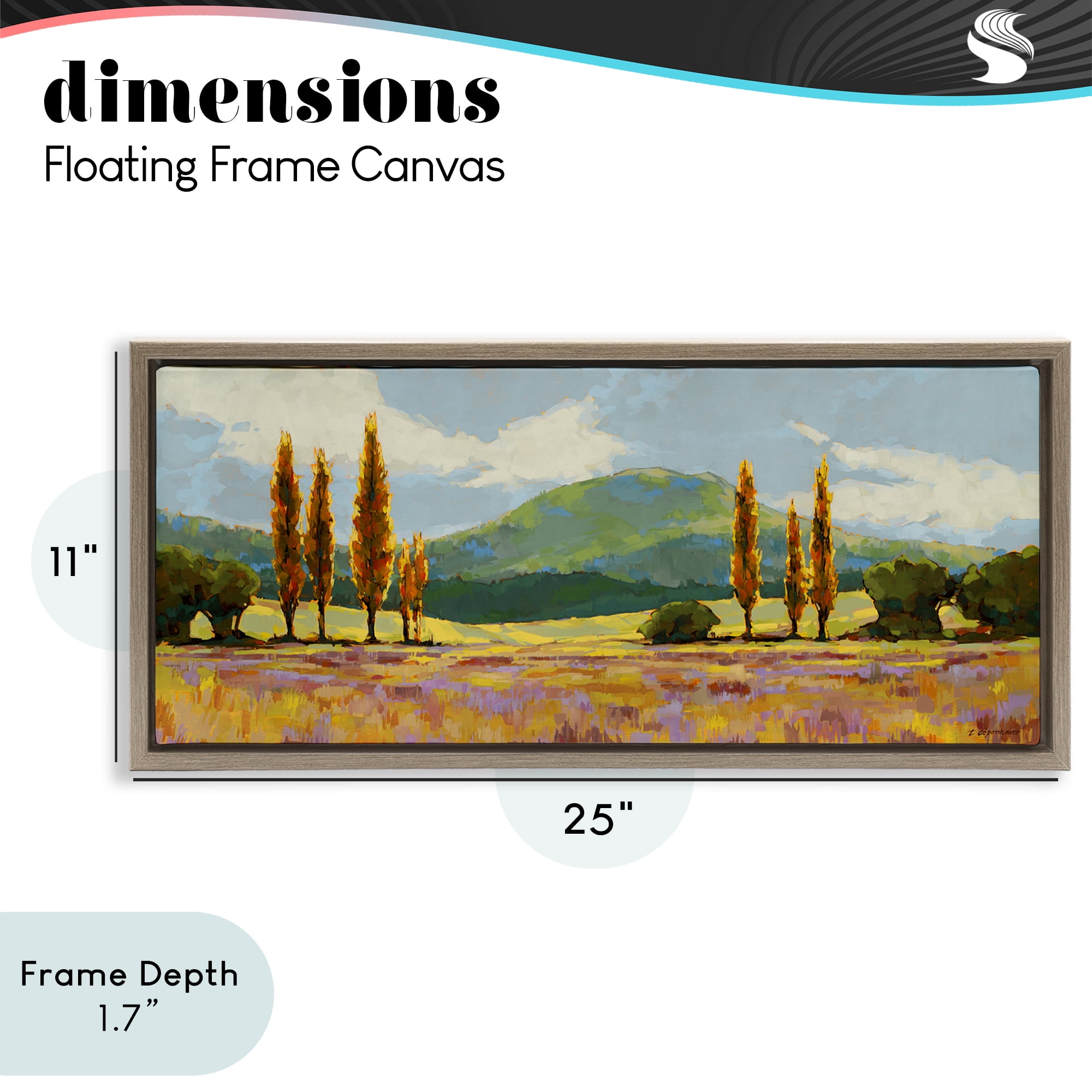 Stupell Industries Countryside with Dabbled Pastels Brown Framed Floater Canvas Wall Art, design by Trevor Copenhaver