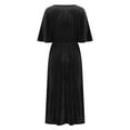 thumbnail image 4 of OSFVNOXV Evening Dresses for Women Formal Retro Velvet Dress Short Sleeve High Split Loose Flowy Maxi Dresses, 4 of 6