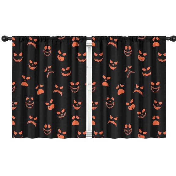 Blackout Kids Curtains,Spooky Pumpkin Faces Halloween Pattern Childrens Insulated Curtains Set Of 2,Bedroom Essentials,Toddler Room Decor 42"x54"