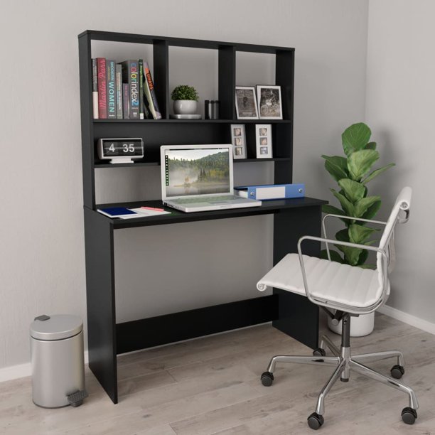 Veryke Modern Computer Desk with Bookshelf, PC Study Writing Table