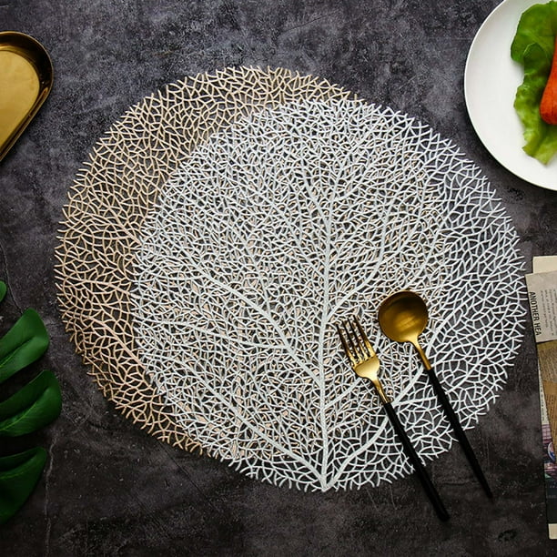 Fiudx Mantel Individual Aislante Hueco, Tapetes de Café de Cuero de Pvc, Diseño Antideslizante de Fácil Cuidado, Reversible y Resistente Al Calor, Elegante Decoración de Mesa, Perfecto para Acción de
