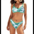 thumbnail image 1 of Conjuntos de Bikini para Mujer, Cuello Redondo, Acolchado, Dos Piezas, Corte Alto, Tiro Bajo, Traje de Baño Atrevido, Color Verde Cocotero, Talla XL, 1 of 10
