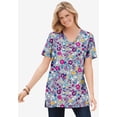thumbnail image 5 of Woman Within Plus Size Perfect Printed Short-Sleeve Shirred V-Neck Tunic, 5 of 6