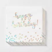 30ct Lunch Napkins 'Happy Birthday' Iridescent