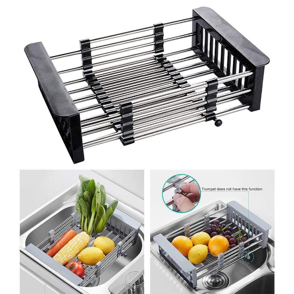 Travelwant Expandable Dish Drying Rack Over The Sink Small Dish Drainer in Sink Adjustable Rustproof Sink Strainers for Kitchen-304 Stainless Steel