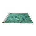 thumbnail image 2 of Ahgly Company Machine Washable Indoor Round Medallion Turquoise Blue Traditional Area Rugs, 8' Round, 2 of 4