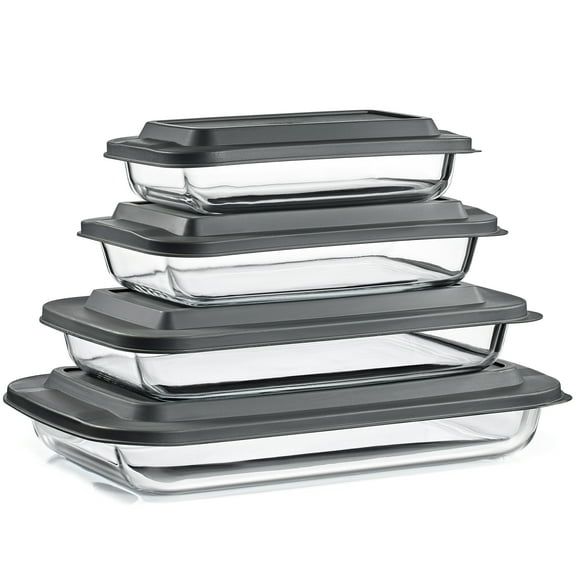Sorbus Glass Meal Prep Containers with Airtight Lids, Oven, Freezer & Dishwasher Safe, 4-Piece Set