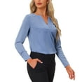 thumbnail image 4 of INSPIRE CHIC Work Office Blouse for Women's Long Sleeve V Neck Blouses XL Blue Gray, 4 of 6