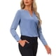 thumbnail image 4 of Blusa de Oficina Chic Inspire para Mujer, Blusas de Manga Larga con Cuello en V, S Azul Gris, 4 of 6