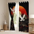 thumbnail image 4 of Feelyou Kawaii Cran Animal Black Out Curtains for Teen, Tokyo Plant Botanical Curtains Pack of 2 (42x63 Each), Black Red Japanese Style Bedroom Curtains, Black Out Curtains Decor, 4 of 7