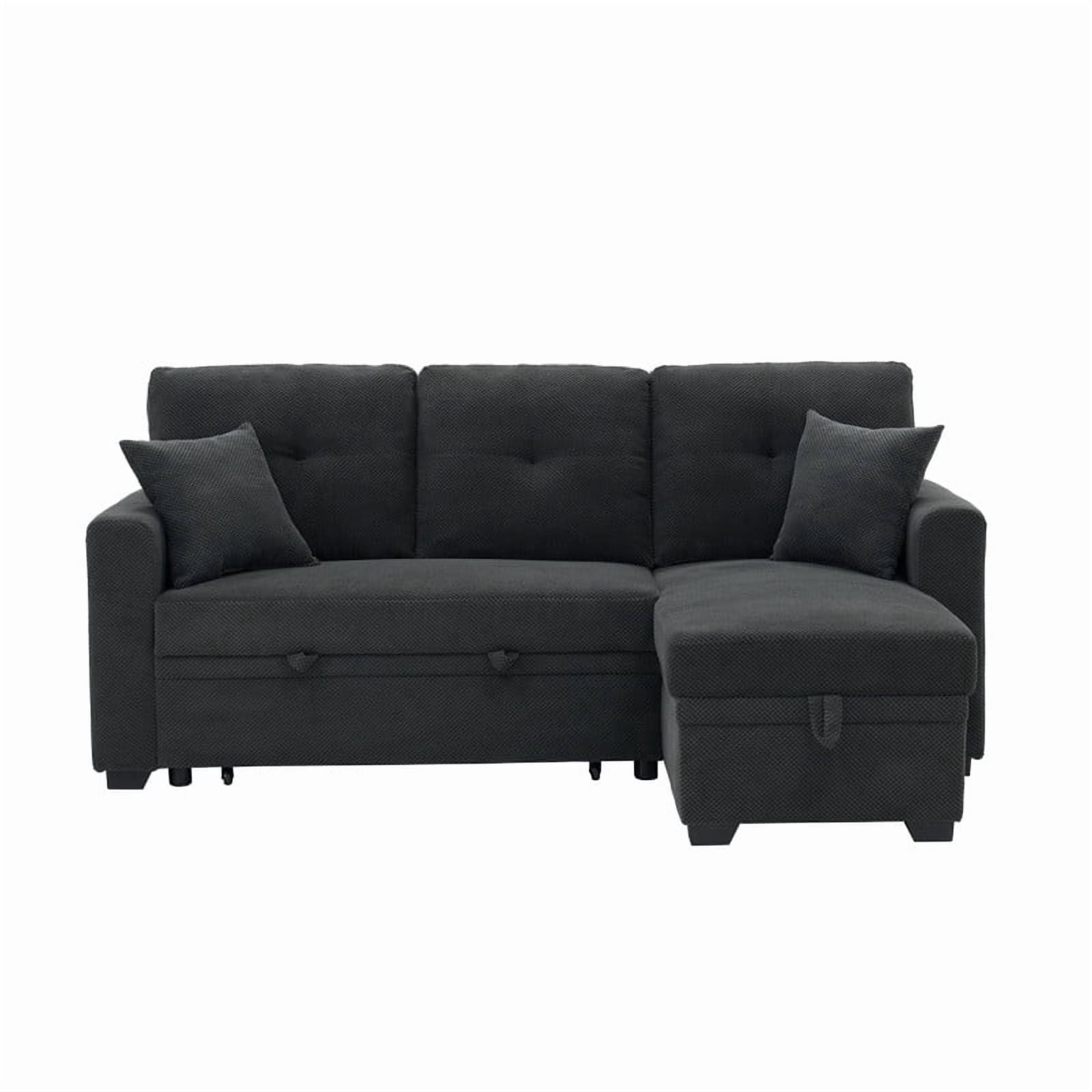 Convertible Sleeper Sectional Sofa with Pull-Out Bed & Reversible Chaise, Loveseat Couch with Hidden Storage for Small Spaces