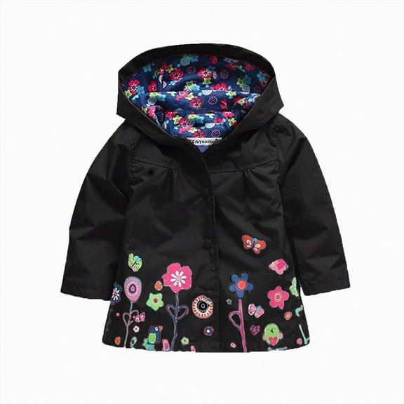 zuwimk Boys Girls Rain Jackets Lightweight Waterproof Hooded Raincoats Windbreakers for Kids(12-18 Months,Black)