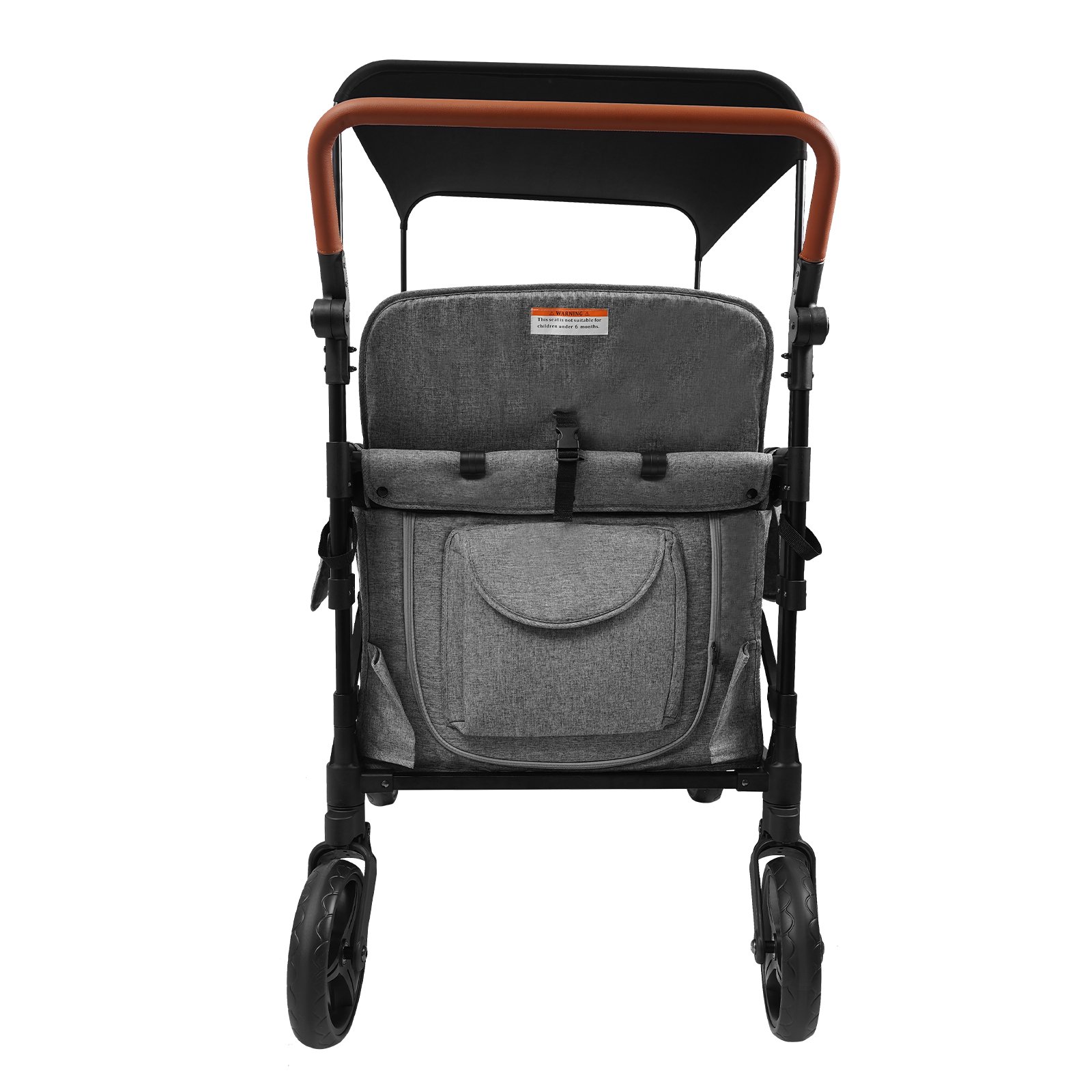Wagon Cart Featuring 4 High Seat, Foldable Double Push Bar Wagon Stroller