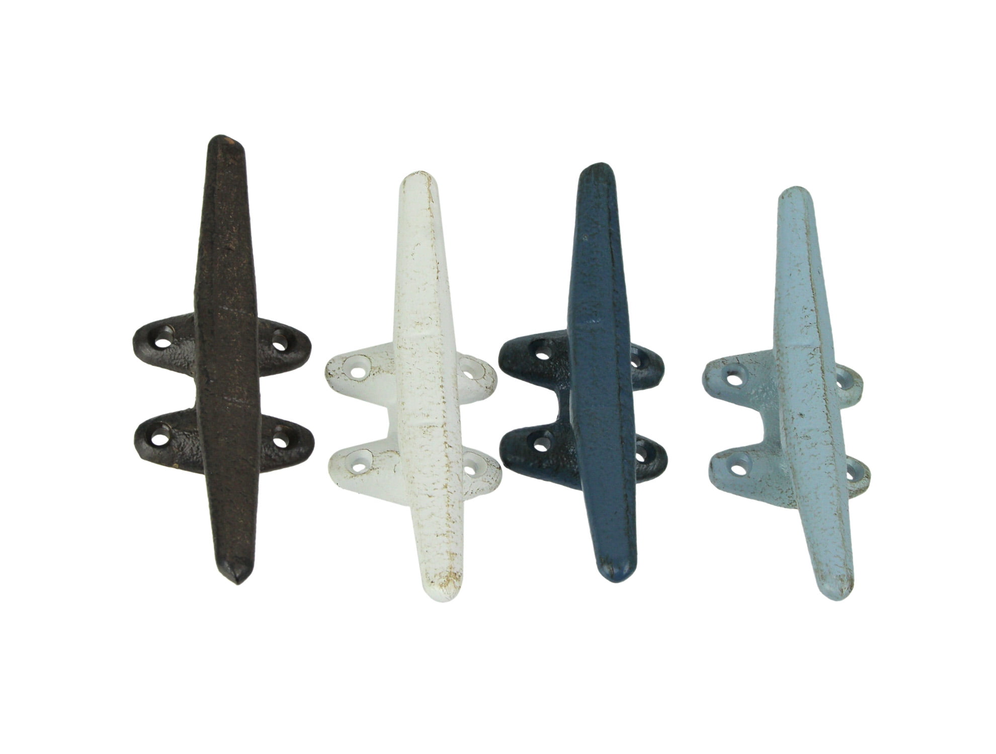 Mayrich Set of 4 Coastal Color Cast Iron Nautical Boat Cleat Wall Hooks
