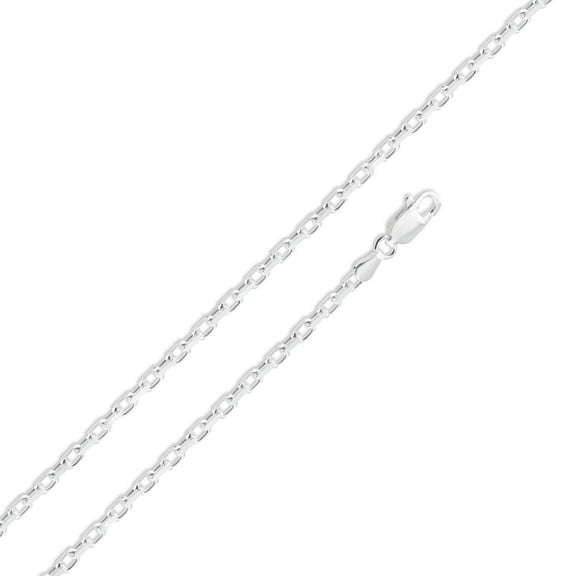 925 Sterling Silver Diamond-Cut Forzatina Cable Link 080 Chain 2mm Italy 20" Jewelry Female Unisex