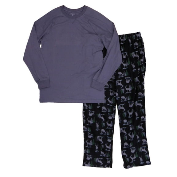 Mens 2-Piece Jersey Shirt & Fleece Pants Sleepwear Pajama Set