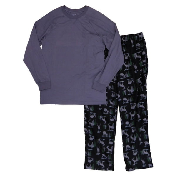 Mens 2Piece Jersey Shirt & Fleece Pants Sleepwear Pajama Set