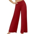thumbnail image 2 of LEBONYARD Women's Pants Elastic Waist,Pants for Women Clearance,Women's Straight Tube Solid Color Pocket High Waist Casual Elastic Sports Comfortable Wide Leg Pants Red M, 2 of 7