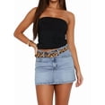 thumbnail image 2 of Womens Vintage Slim Fit Denim Mini Skirt Fashion Casual High Waist A Line Stretch Jeans Skirt Light Blue S, 2 of 7
