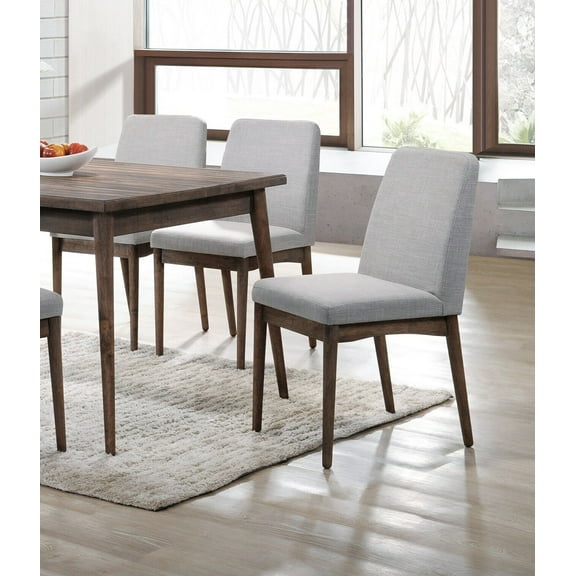 Ash Walnut Finish Wooden Frame 6pc Dining Chairs Set Polyfiber Upholstered Cushion Dining Room Furniture Chair