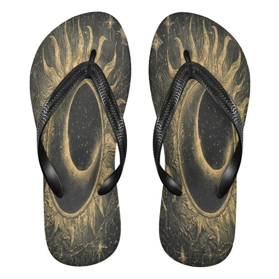 YAZAOOSummer Flip Flops Creatively Cosmic Sunburst Simple Beach Sandals