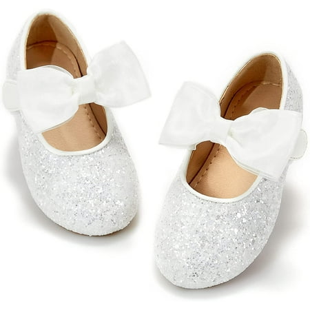 

QWZNDZGR Toddler Flower Girl Dress Shoes - Girl Ballet Flats Party School Shoes Wedding
