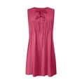 thumbnail image 5 of ZHYou Women Sleeveless Dresses, Pleated, Keyhole Neck, Tie Detail ,Soft, Breathable, Lightweight, Comfy Casual Beach Dresses with Pockets,Hot Pink,M, 5 of 9