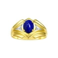 thumbnail image 1 of RYLOS Men's Rings 14K Yellow Gold Rings Classic Designer Style 9X7MM Oval Gemstone &  Diamond Ring Lapis September Birthstone Rings For Men Size 9, 1 of 7