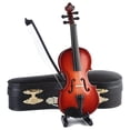 thumbnail image 3 of Beautiful Wooden Miniature Violin Set: Stand, Bow, Case, And Musical Instrument - Perfect Home Decoration!, 3 of 4