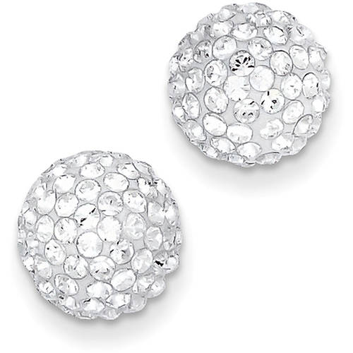 Primal Gold 14 Karat Yellow Gold 10mm Disco Ball Crystal Stud Earrings