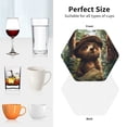 thumbnail image 6 of Pofeuu Jungle Hat Bear Print Coasters for Drinks, 4Pack PU Leather Coasters, Bar Drink Coasters for Tabletop Protection, Furniture from Damage-Hexagon, 6 of 6