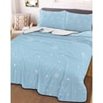 thumbnail image 3 of Quilts Twin-XL Size Bedding Set, Blue Christmas Snowflake Lightweight Quilted Comforter, Winter Snowflake Xmas Soft Reversible Bedspread Coverlet with Pillow Covers for All Season, 68" x 98", 3 of 7