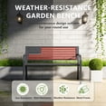 thumbnail image 5 of WLLJOY Metal Outdoor Bench, 47in Patio Garden Benches with National Flag Pattern Backrest for Backyard, Lawn, Deck, Porch, Park, Red, 5 of 10