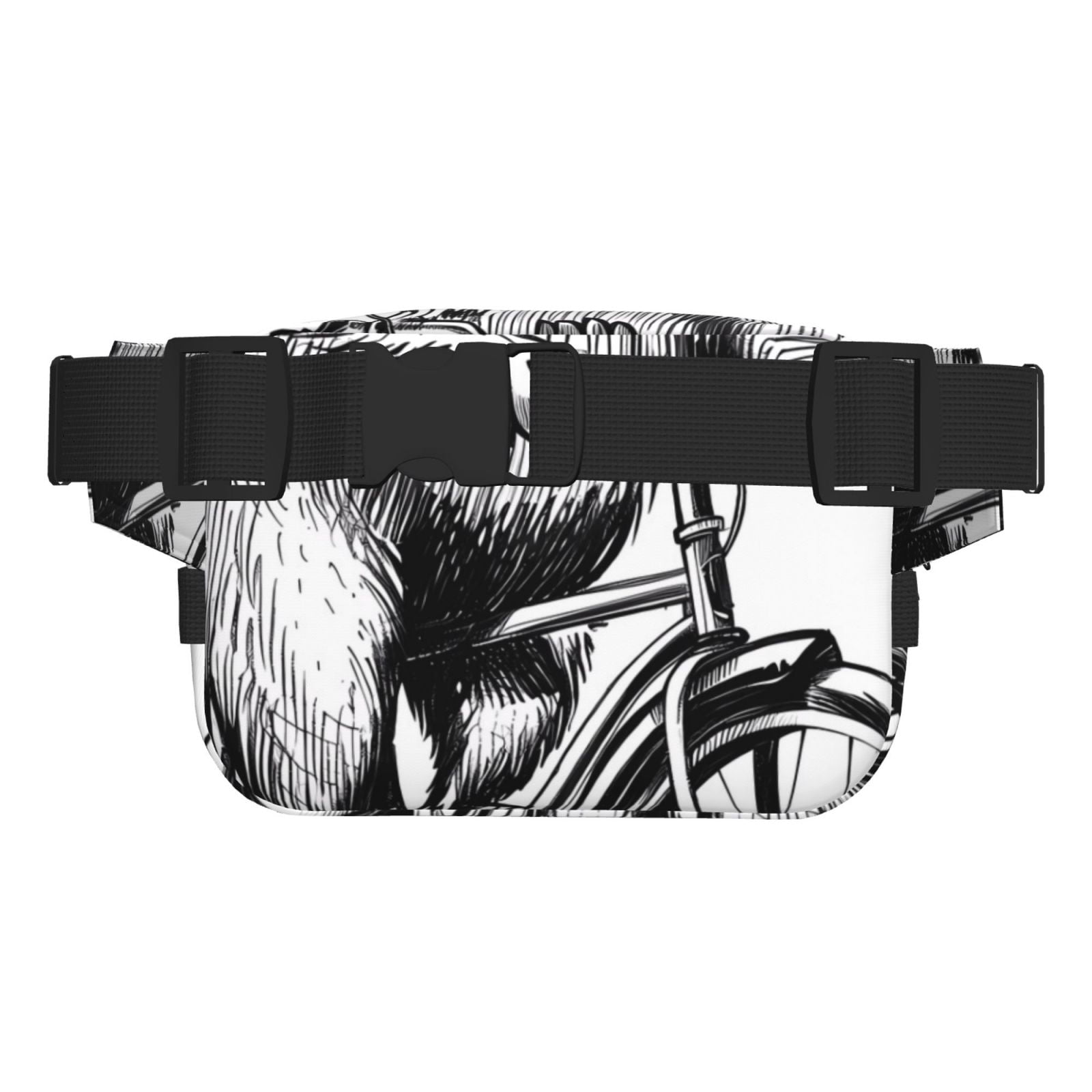 Picia Capybara Riding Bicycle Print Square Double-Layer Waist Bag Mini Adjustable Waist Belt Bag Exercise Running Travel Hiking