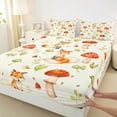 thumbnail image 3 of Manfei Cute Fox Full Size Sheets,Tropical Botanical Mushroom Bed Sheets,Red Green Beige Sheet Sets For Girls Teens,Ultra Soft Home Decor,4-Piece, 3 of 7