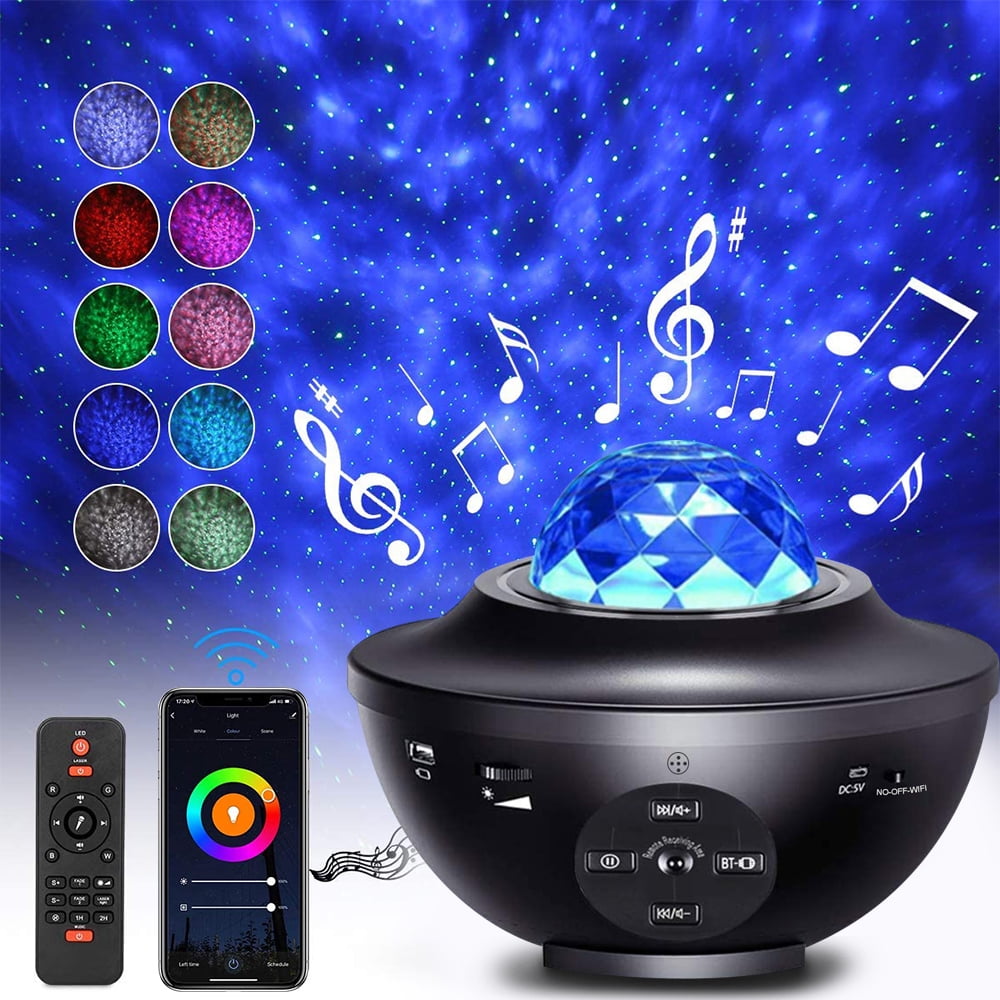 LED Galaxy Starry Night Lamp Projector Sky Star Ocean Party Speaker Light Remote 