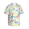 thumbnail image 2 of Easygdp Hand Drawn Colored Hearts Men'S Summer Casual Short Sleeve,Short Sleeve Button-Down Shirt, Lapel Loose Breathable Hawaiian Short Sleeve - Medium, 2 of 9
