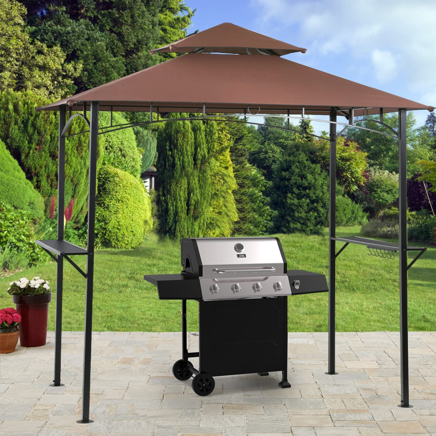 Barbecue Tent, Outdoor Gazebo Terrace, Large Garden Barbecue Pavilion