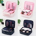 thumbnail image 3 of Deago Travel Train Case Cosmetic Organizer Portable Artist Storage Bag for Makeup Brushes Toiletry Jewelry Navy-A, 9.5", 3 of 8