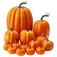 thumbnail image 2 of Assorted Artificial Pumpkin Decor Set for Fall and Halloween Displays - Mix of Small Outdoor Pumpkins for Porch, Mantel, and Tabletop Decor, 2 of 8