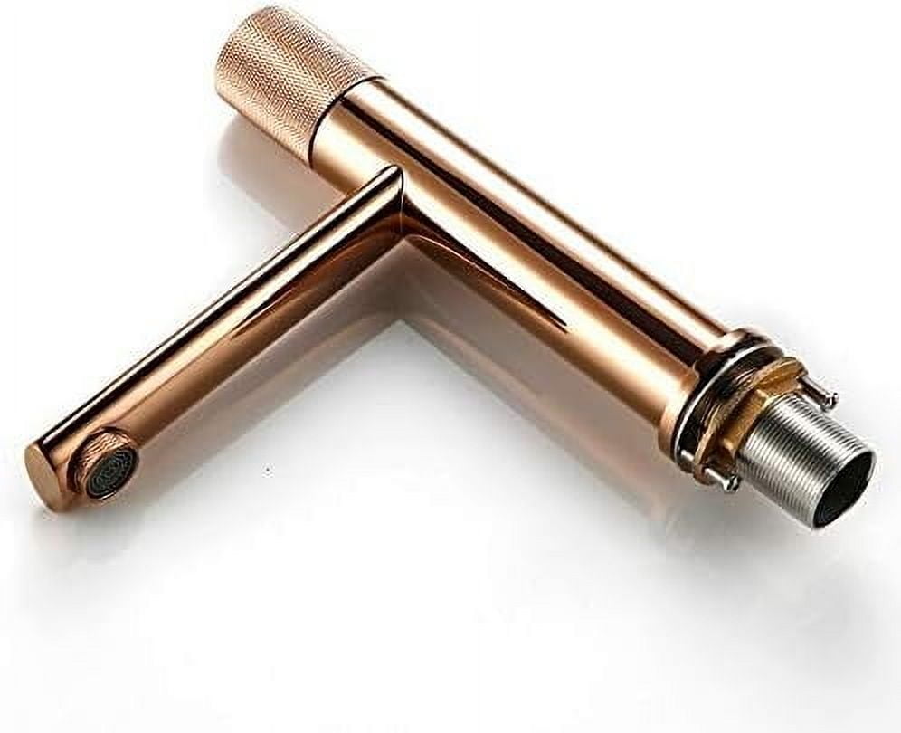 Bathroom Sink Faucet, Rose Gold Bathroom Basin Faucet 100% Brass Single Handle Cold and Hot Water Mixer Brushed Gold Rose Tap