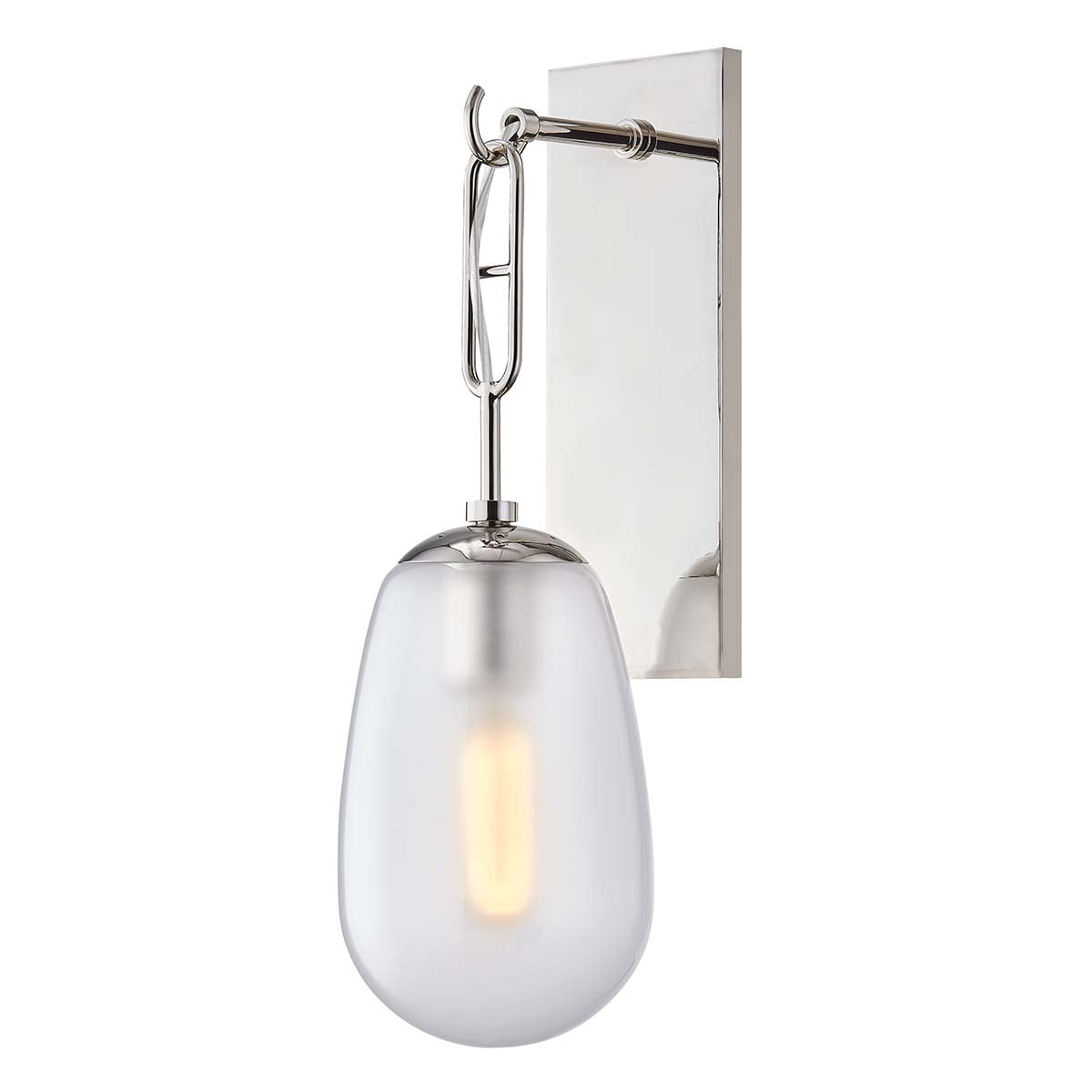 Elegant Polished Nickel 1-Light Sconce with Crystal Clear Glass